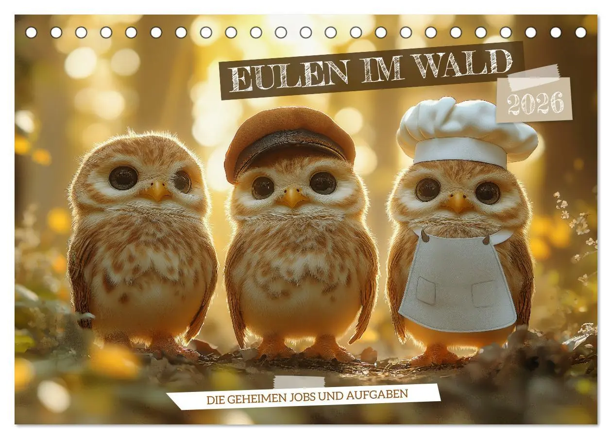 Cover: 9783457333808 | Eulen im Wald - Die geheimen Jobs und Aufgaben (Tischkalender 2026...