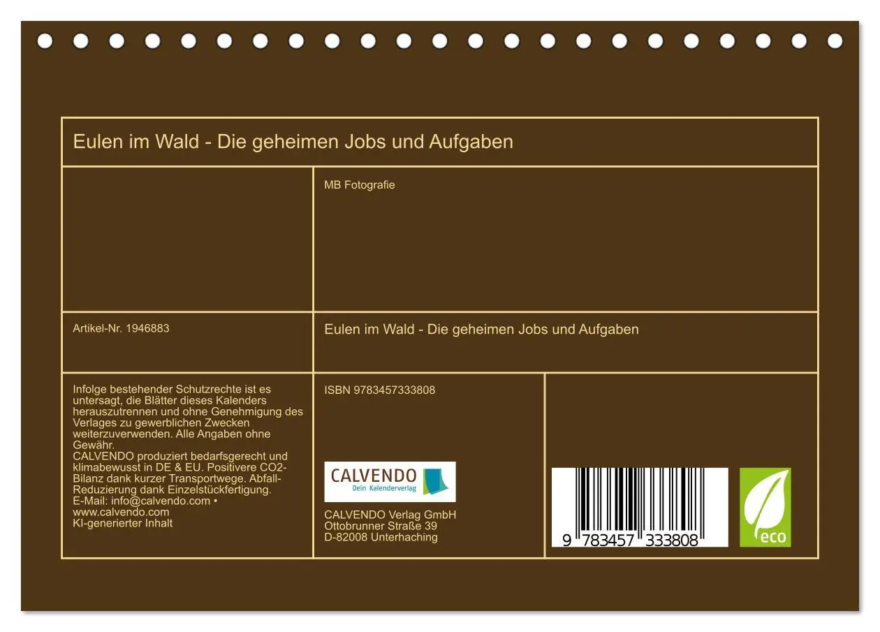 Bild: 9783457333808 | Eulen im Wald - Die geheimen Jobs und Aufgaben (Tischkalender 2026...