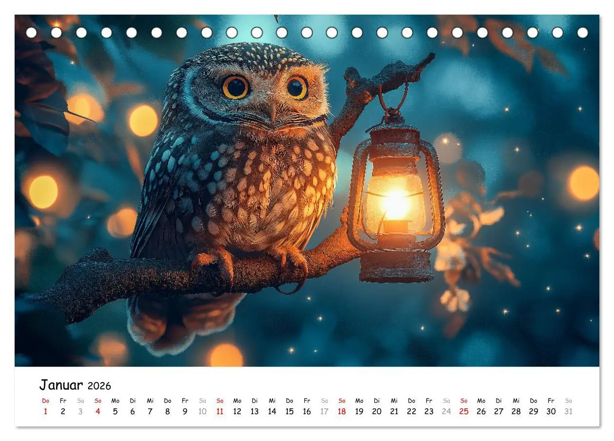Bild: 9783457333808 | Eulen im Wald - Die geheimen Jobs und Aufgaben (Tischkalender 2026...