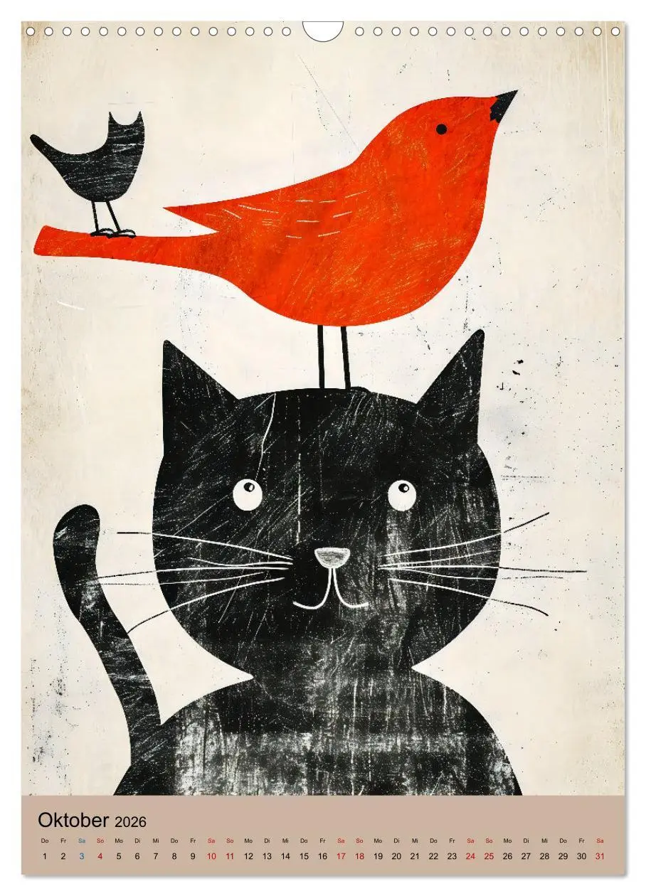 Bild: 9783516283808 | Lustige Katzen-Karikaturen - Minimalistischer Spaß mit Maus, Vogel...