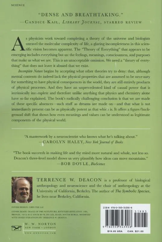 Rückseite: 9780393343908 | Incomplete Nature | How Mind Emerged from Matter | Terrence W. Deacon