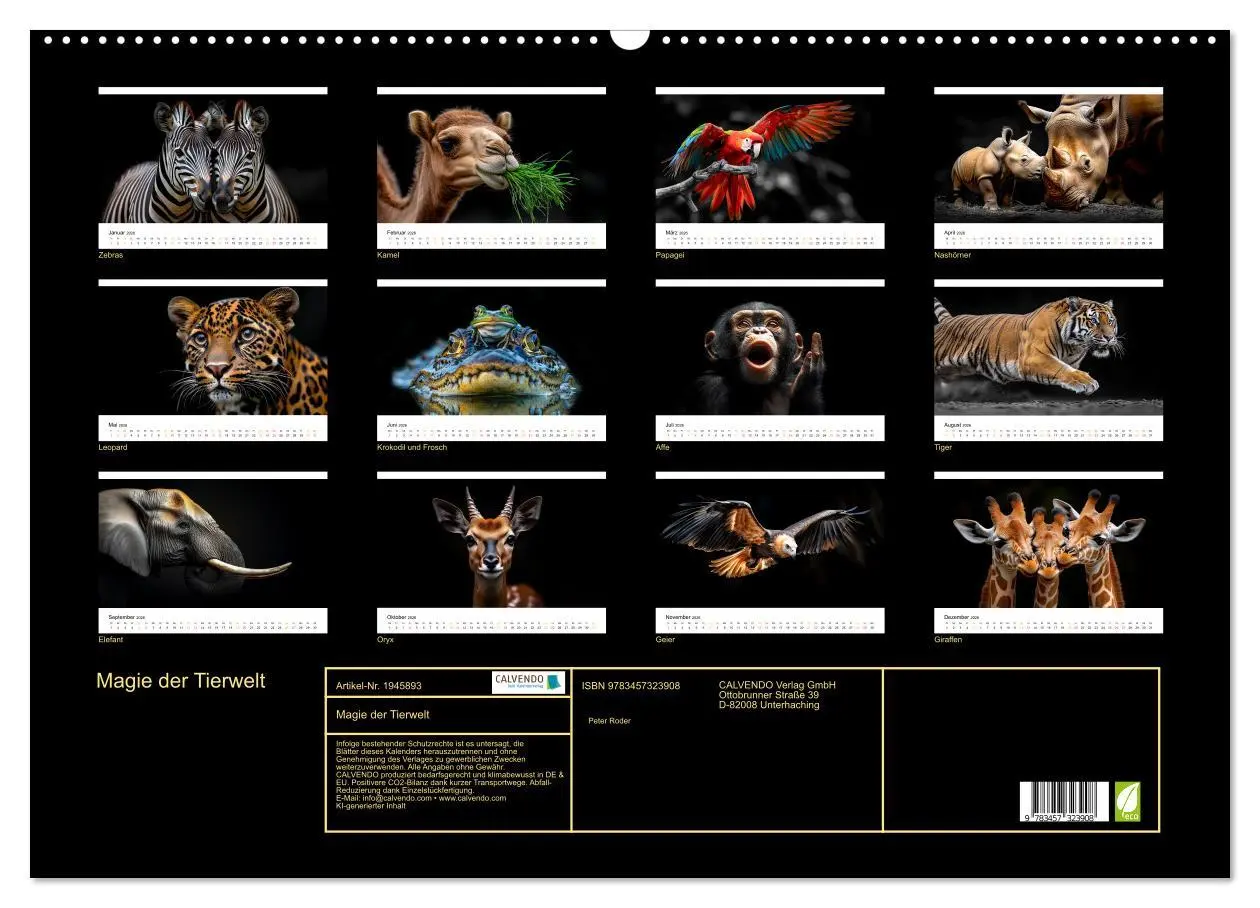Bild: 9783457323908 | Magie der Tierwelt (Wandkalender 2026 DIN A2 quer), CALVENDO...