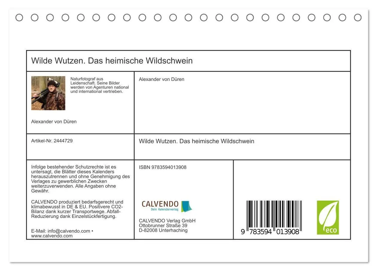 Bild: 9783594013908 | Wilde Wutzen. Das heimische Wildschwein (Tischkalender 2027 DIN A5...