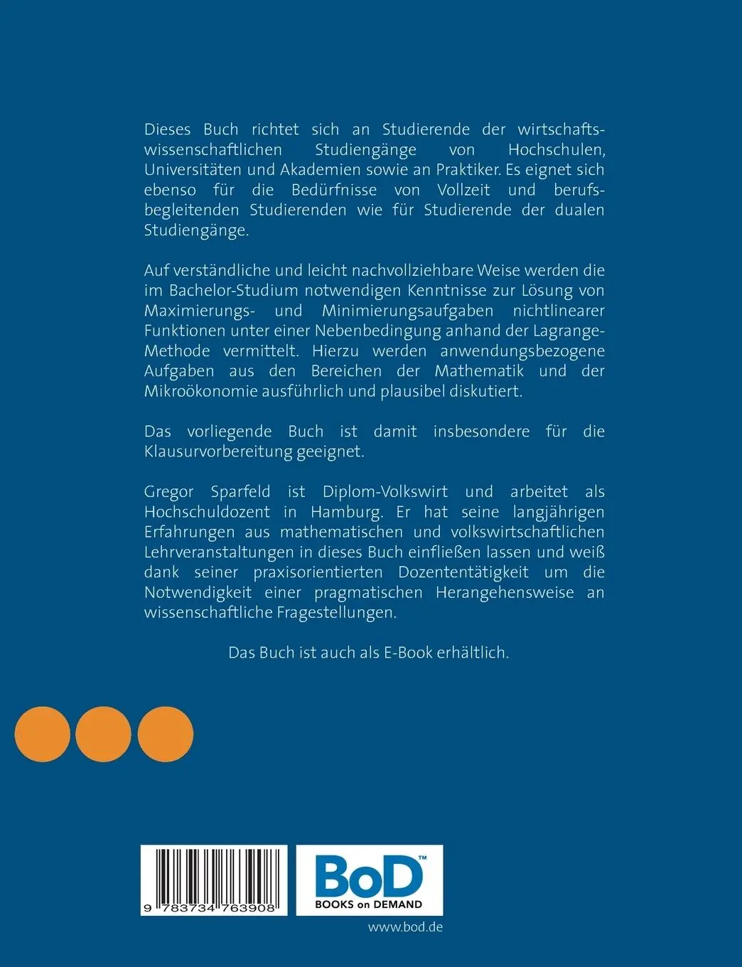 Rückseite: 9783734763908 | Lagrange - Methode einfach erklärt | Gregor Sparfeld | Taschenbuch
