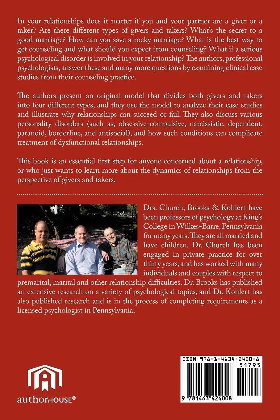 Rückseite: 9781463424008 | The Dysfunctional Relationships of Givers and Takers | Church (u. a.)