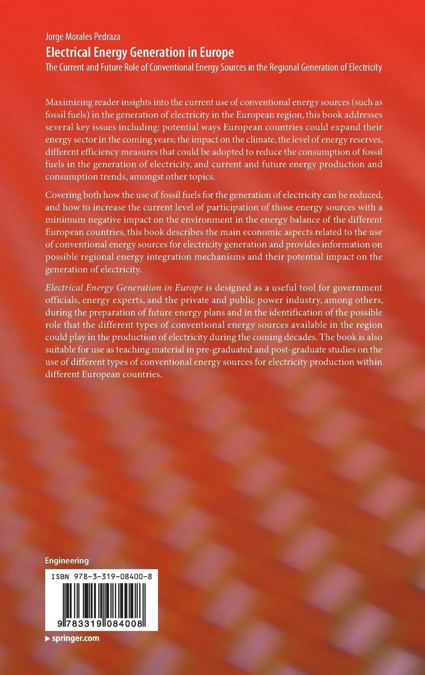 Rückseite: 9783319084008 | Electrical Energy Generation in Europe | Jorge Morales Pedraza | Buch