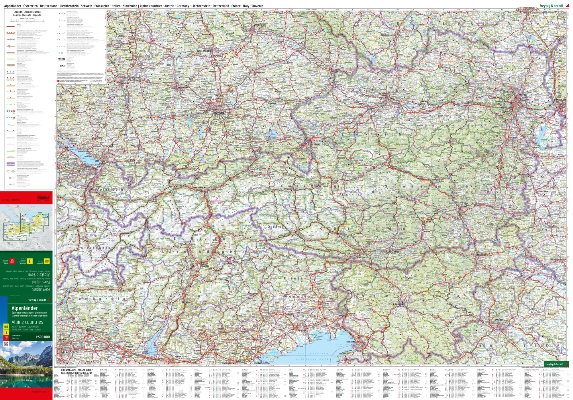 Bild: 9783707924008 | Alpenländer, Straßenkarte 1:500.000, freytag &amp; berndt | Berndt | 2025