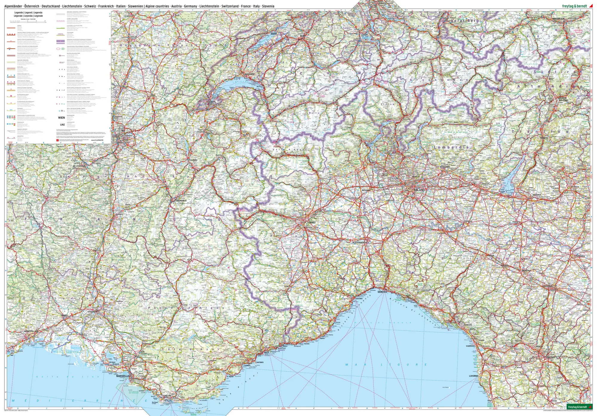Bild: 9783707924008 | Alpenländer, Straßenkarte 1:500.000, freytag &amp; berndt | Berndt | 2025
