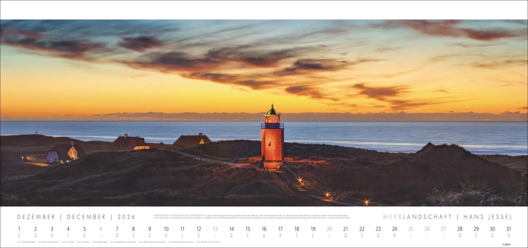 Bild: 9783964024008 | Meerlandschaft Kalender 2026 - Hans Jessel | Hans Jessel | Kalender