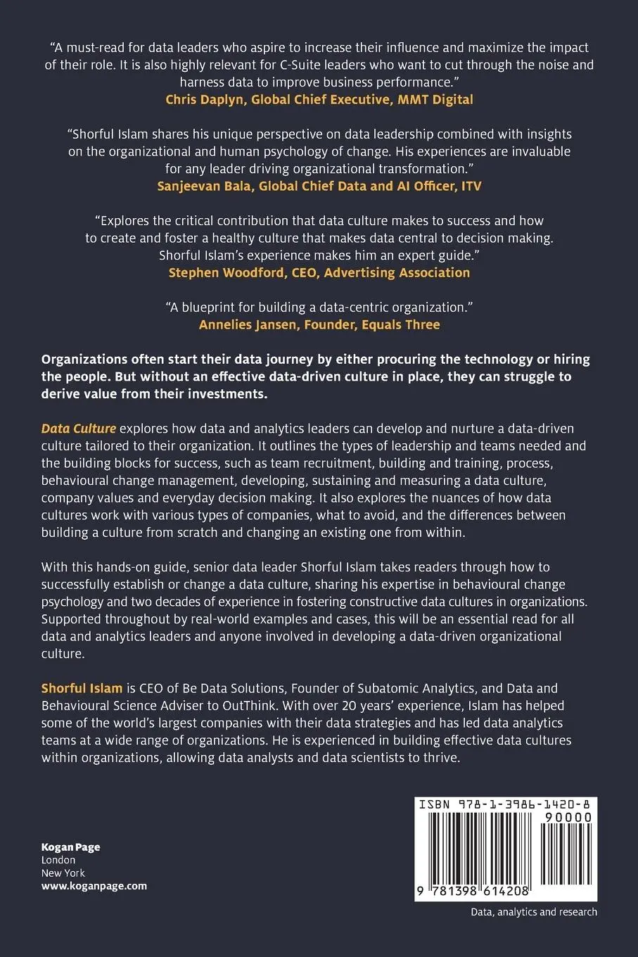 Rückseite: 9781398614208 | Data Culture | Develop an Effective Data-Driven Organization | Islam