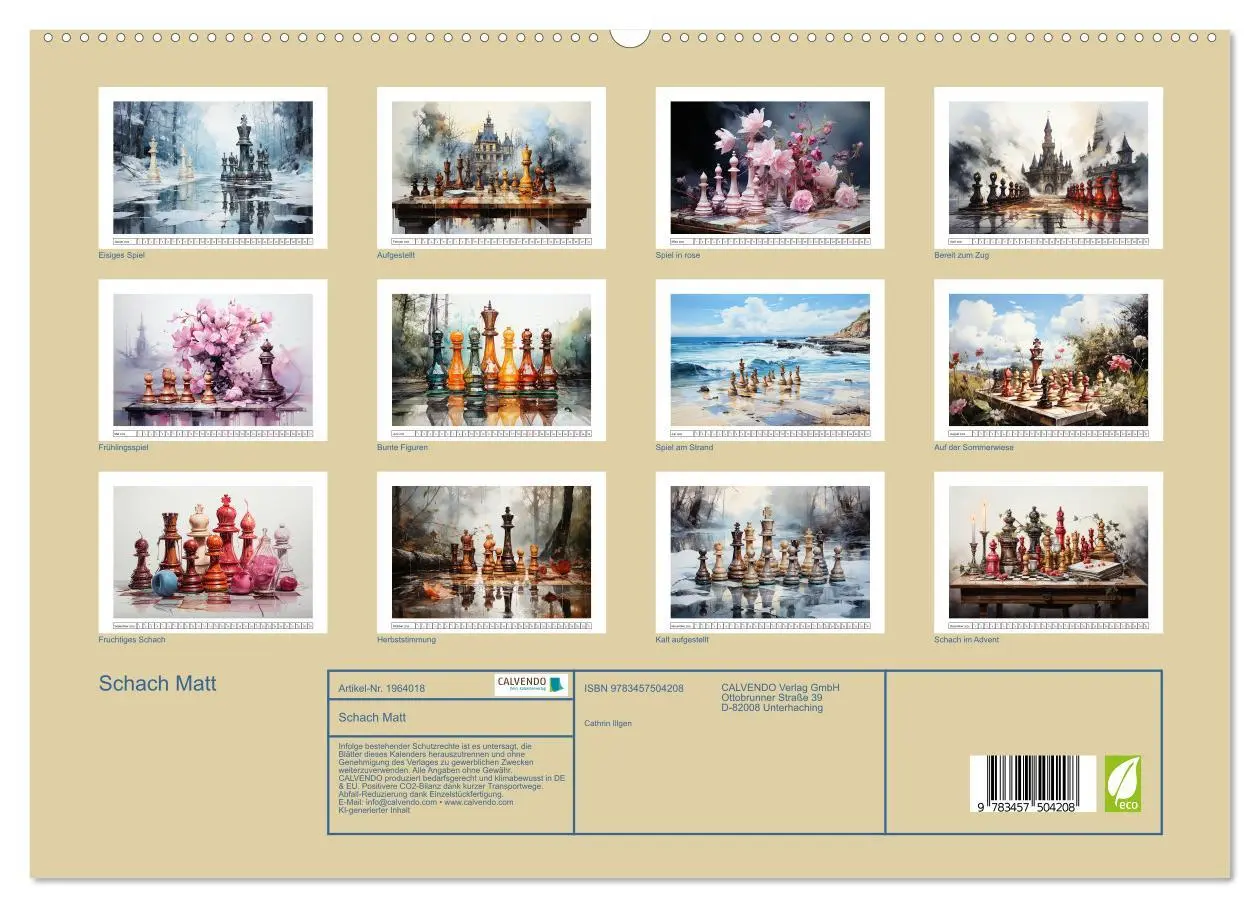 Bild: 9783457504208 | Schach Matt (hochwertiger Premium Wandkalender 2026 DIN A2 quer),...