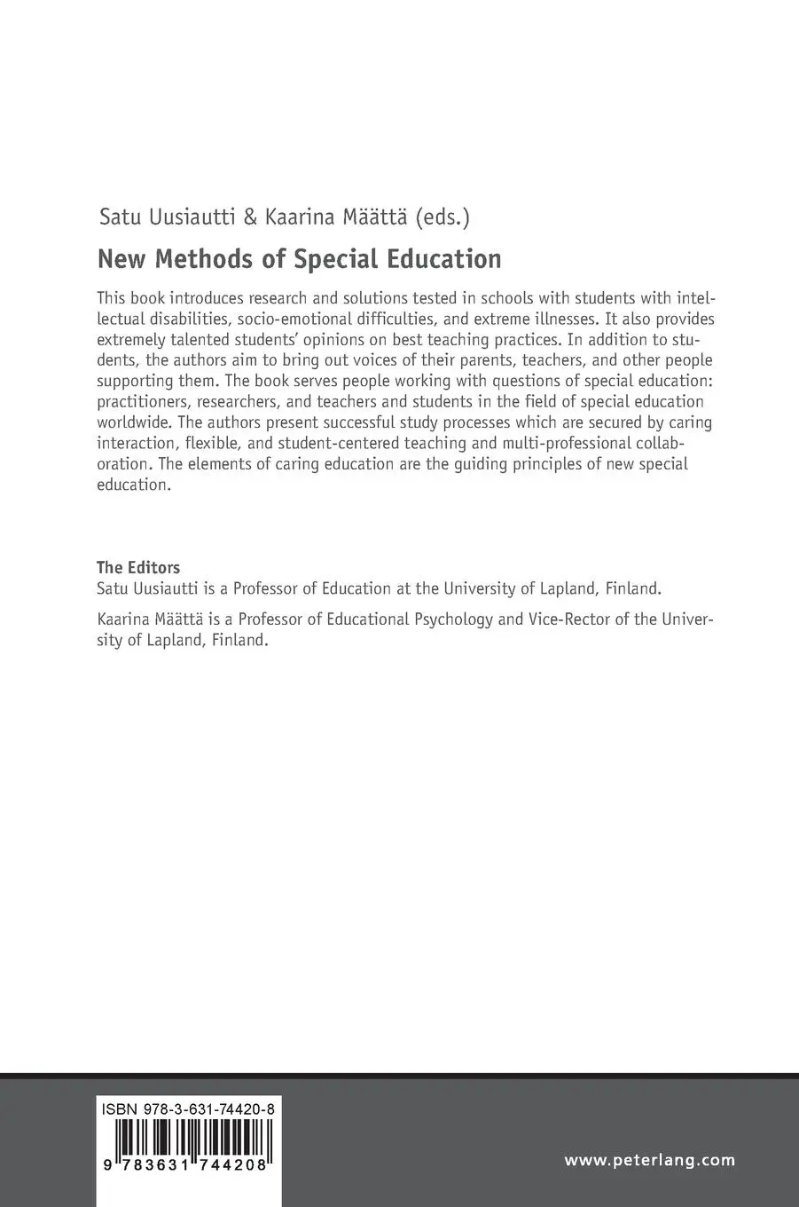 Rückseite: 9783631744208 | New Methods of Special Education | Kaarina Määttä (u. a.) | Buch