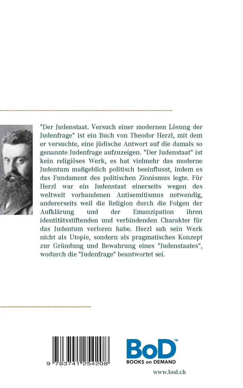 Rückseite: 9783741254208 | Der Judenstaat | Versuch einer modernen Lösung der Judenfrage | Herzl