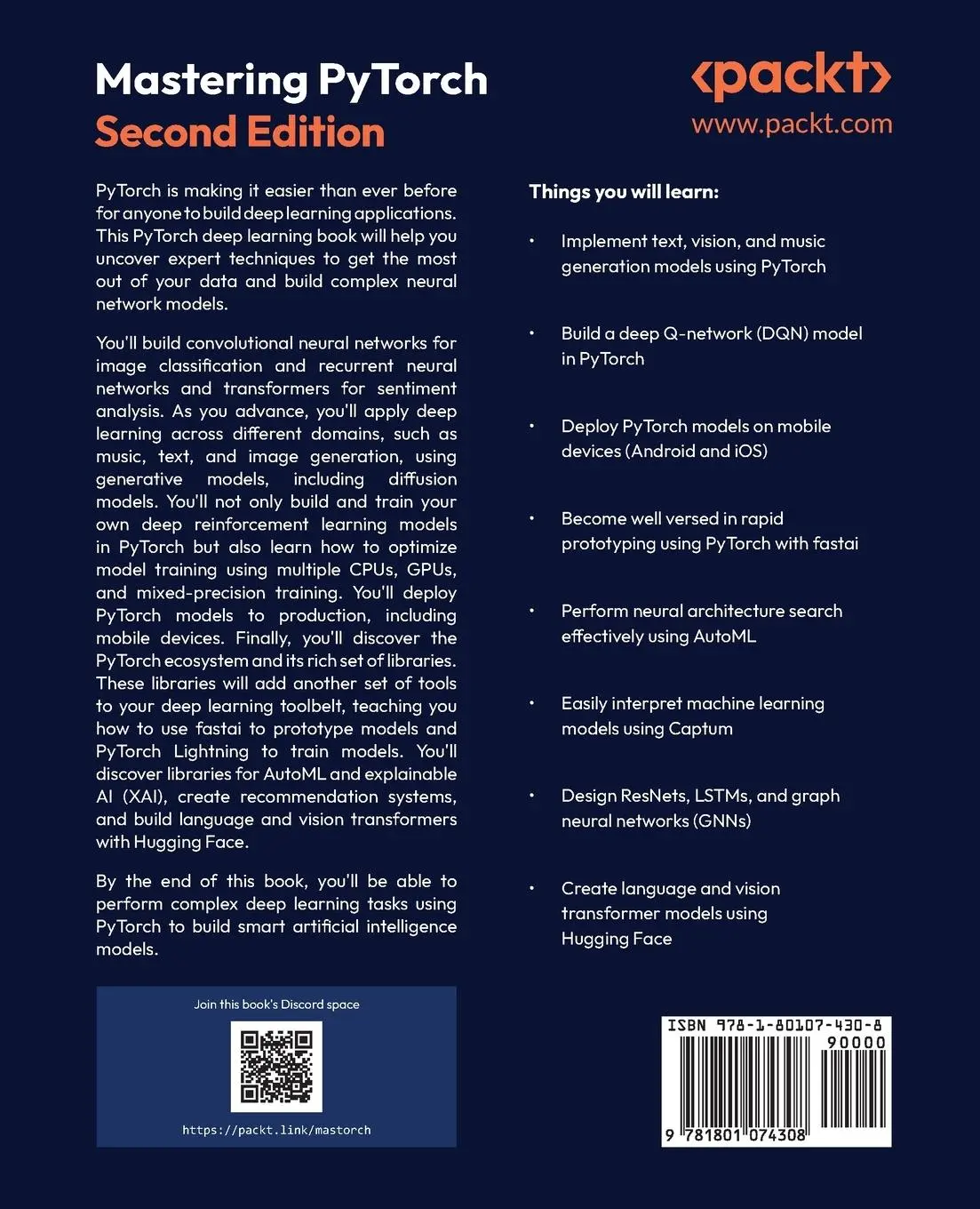 Rückseite: 9781801074308 | Mastering PyTorch - Second Edition | Ashish Ranjan Jha | Taschenbuch