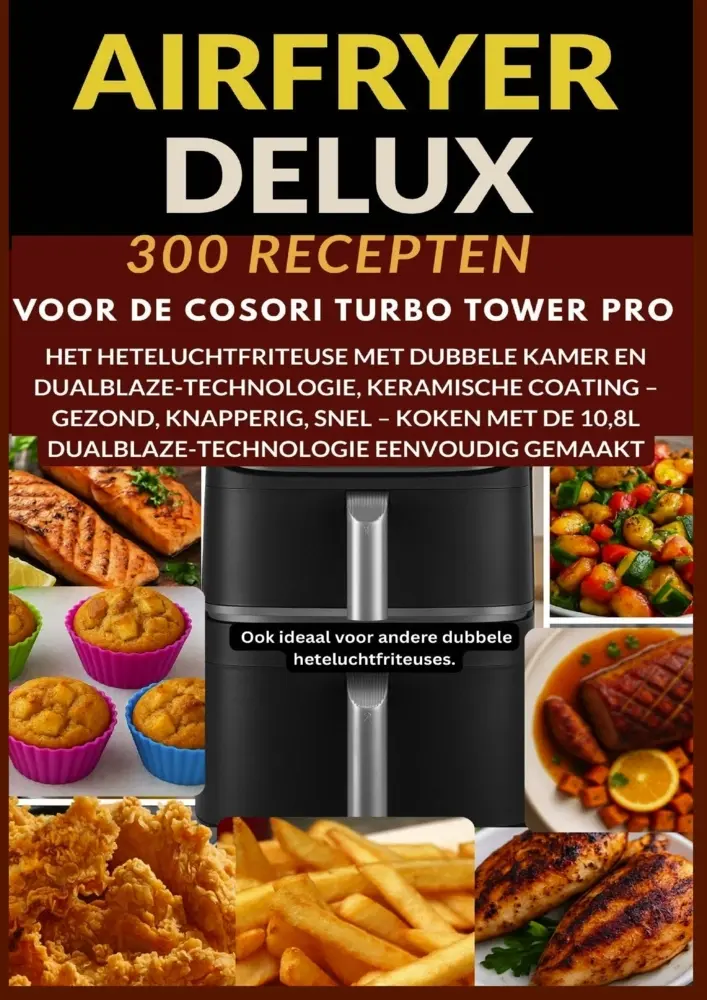Cover: 9789403814308 | Airfryer Deluxe: 300 recepten voor de COSORI Turbo Tower Pro - het...
