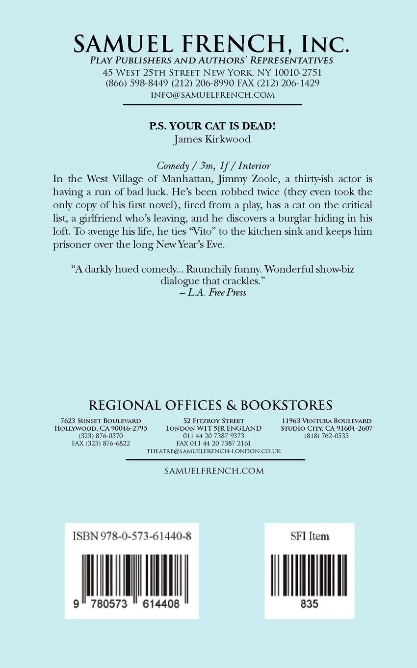 Rückseite: 9780573614408 | P.S. Your Cat Is Dead! | James Kirkwood | Taschenbuch | Englisch