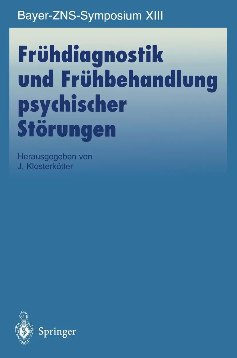 Cover: 9783540644408 | Frühdiagnostik und Frühbehandlung psychischer Störungen | Taschenbuch