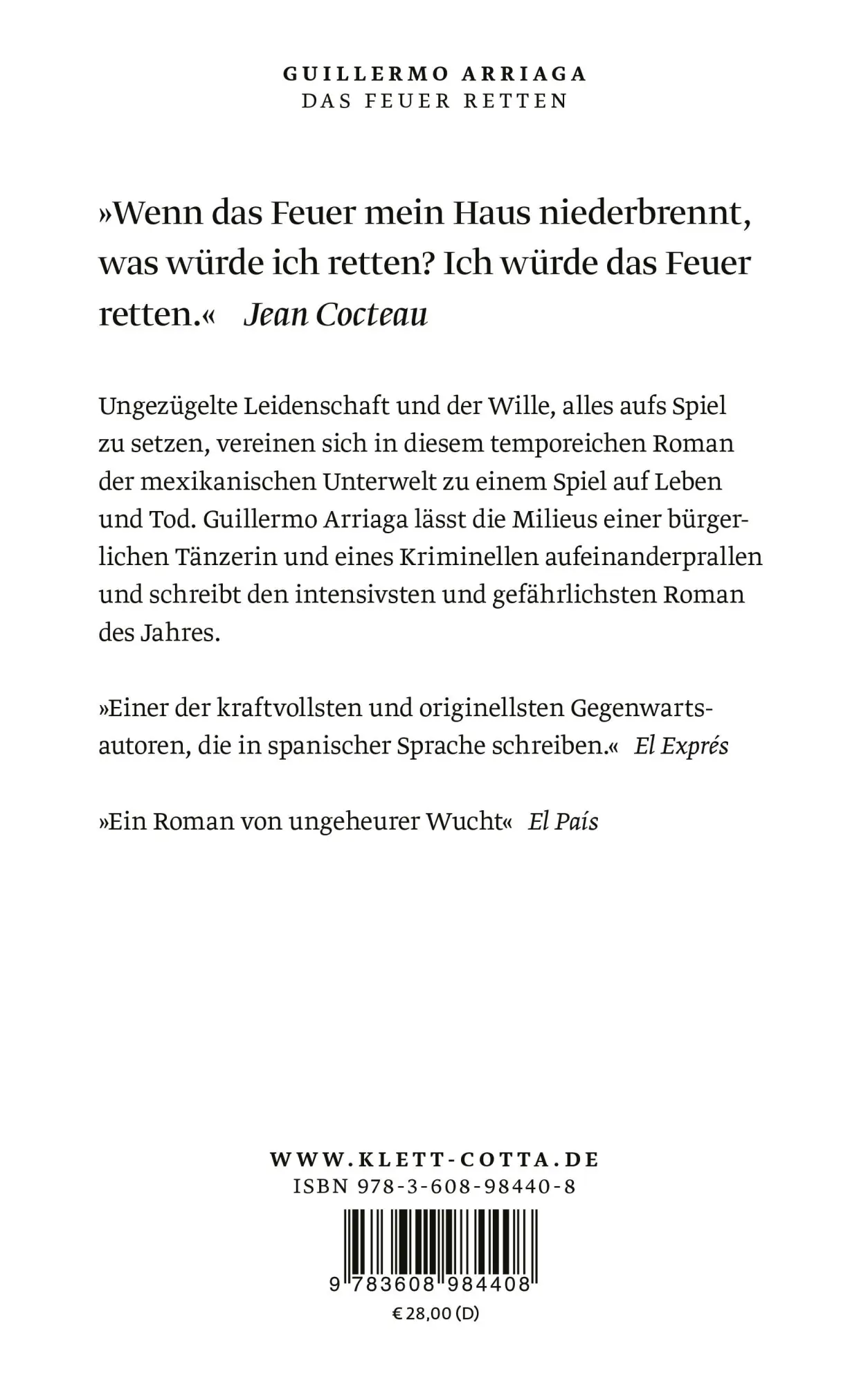 Rückseite: 9783608984408 | Das Feuer retten | Roman Litprom-Bestenliste Weltempfänger Sommer 2022