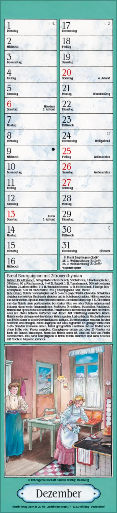 Bild: 9783731884408 | Aus Großmutters Küche Langplaner 2026 | Verlag Korsch | Kalender