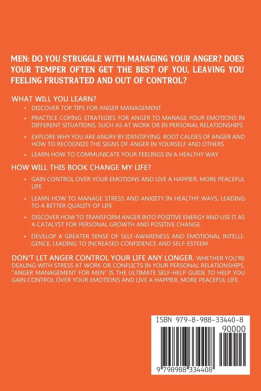 Rückseite: 9798988334408 | Anger Management for Men | Riley Hunt | Taschenbuch | Englisch | 2023