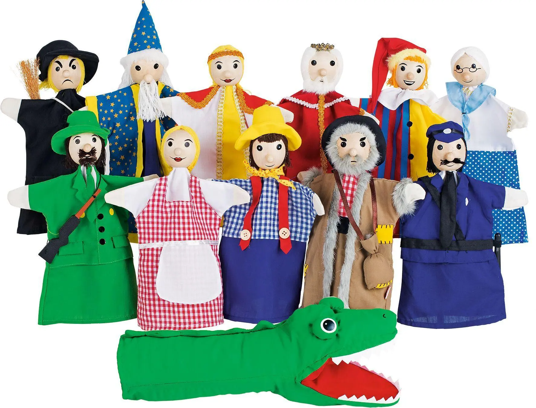 Cover: 4013594294508 | Handpuppenset 2 | H= 27 cm, aus Stoff und Holz, 12er Set | SO450