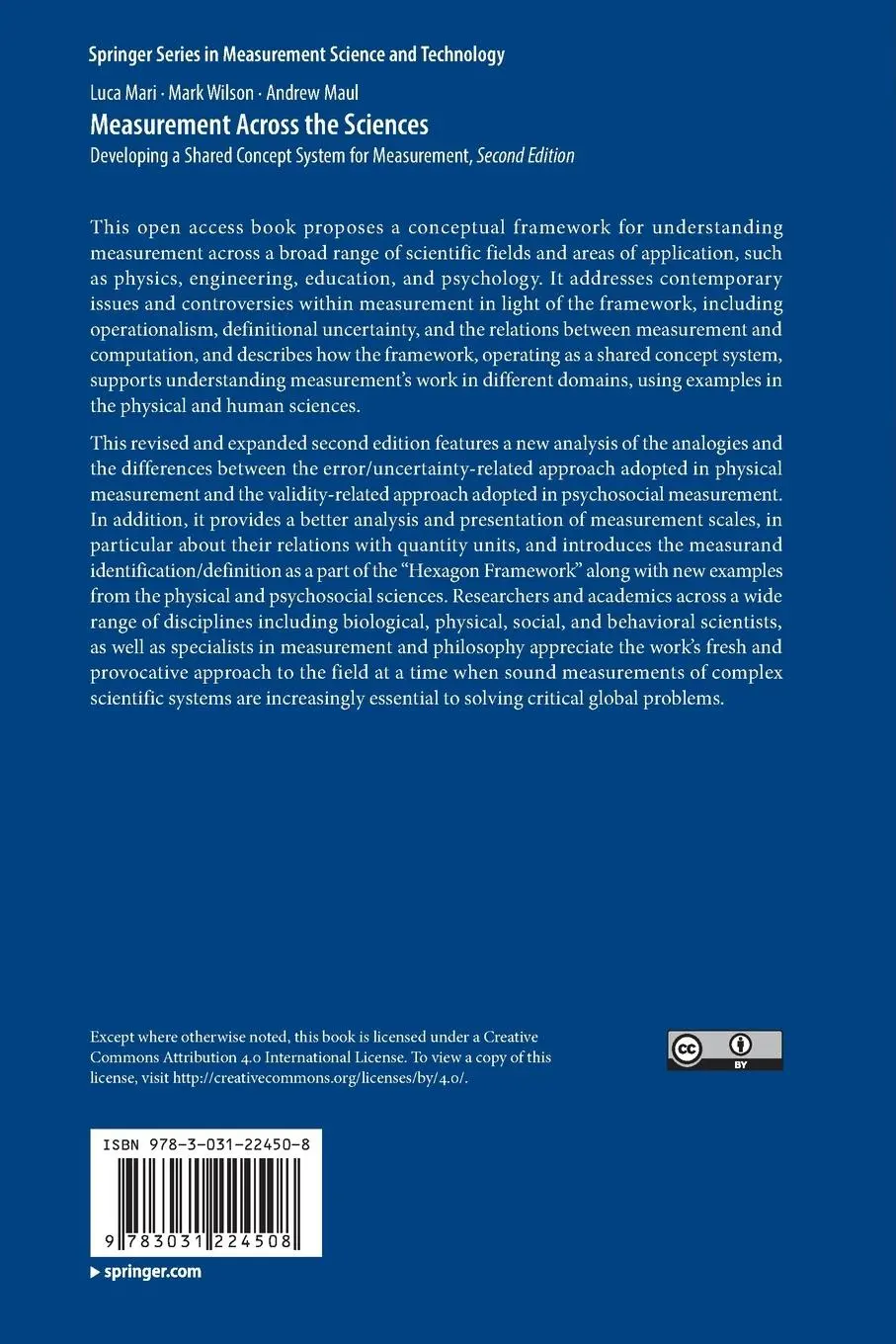 Rückseite: 9783031224508 | Measurement Across the Sciences | Luca Mari (u. a.) | Taschenbuch