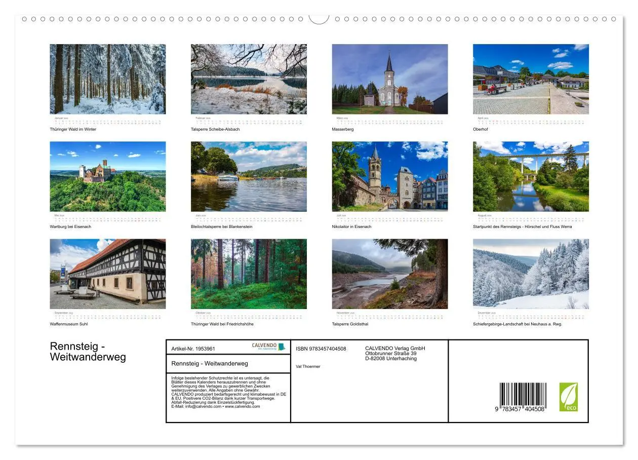 Bild: 9783457404508 | Rennsteig - Weitwanderweg (hochwertiger Premium Wandkalender 2026...