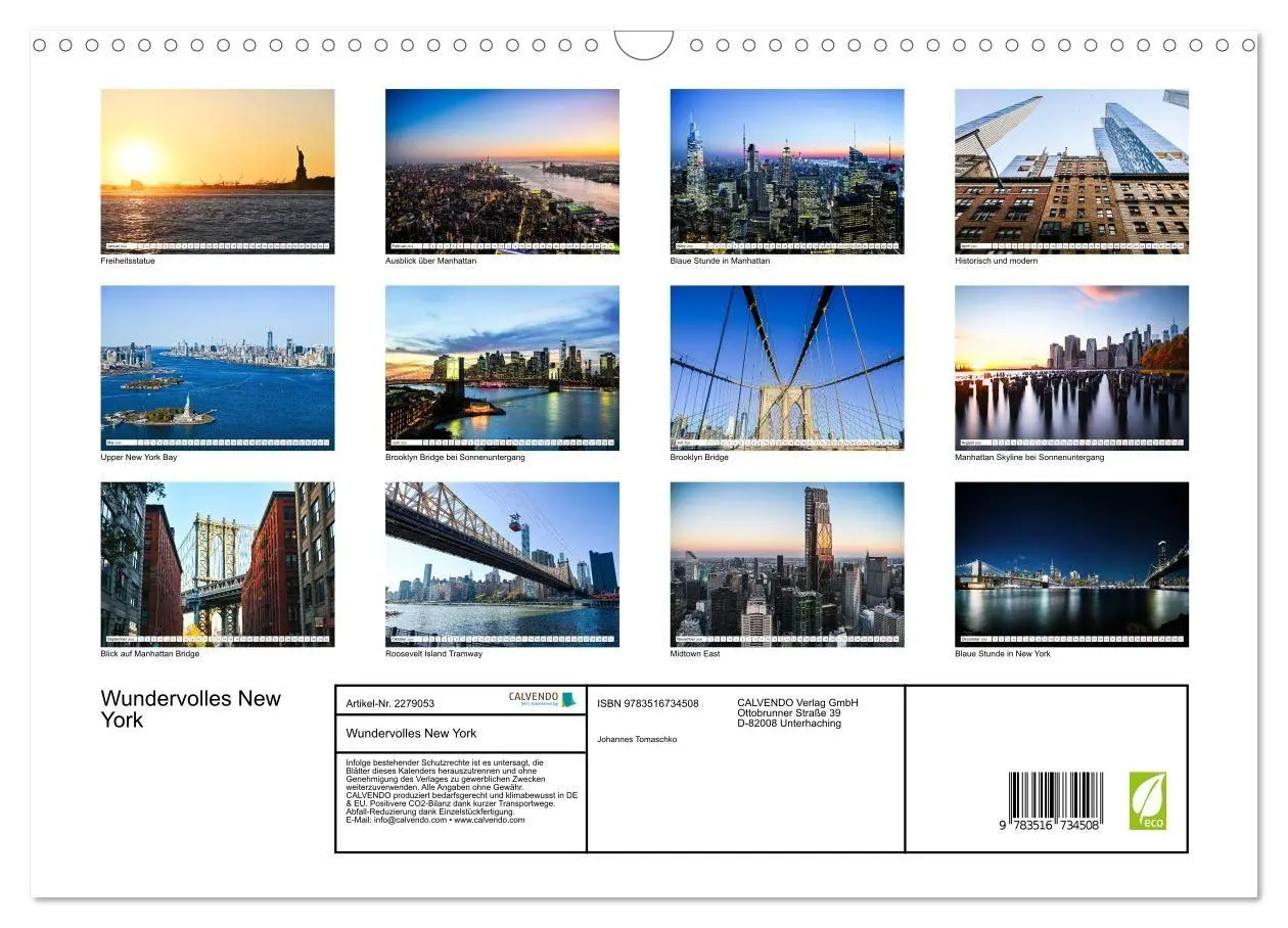 Bild: 9783516734508 | Wundervolles New York (Wandkalender 2026 DIN A3 quer), CALVENDO...