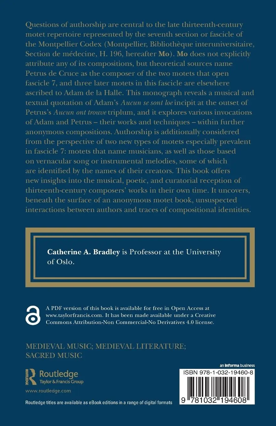 Rückseite: 9781032194608 | Authorship and Identity in Late Thirteenth-Century Motets | Bradley