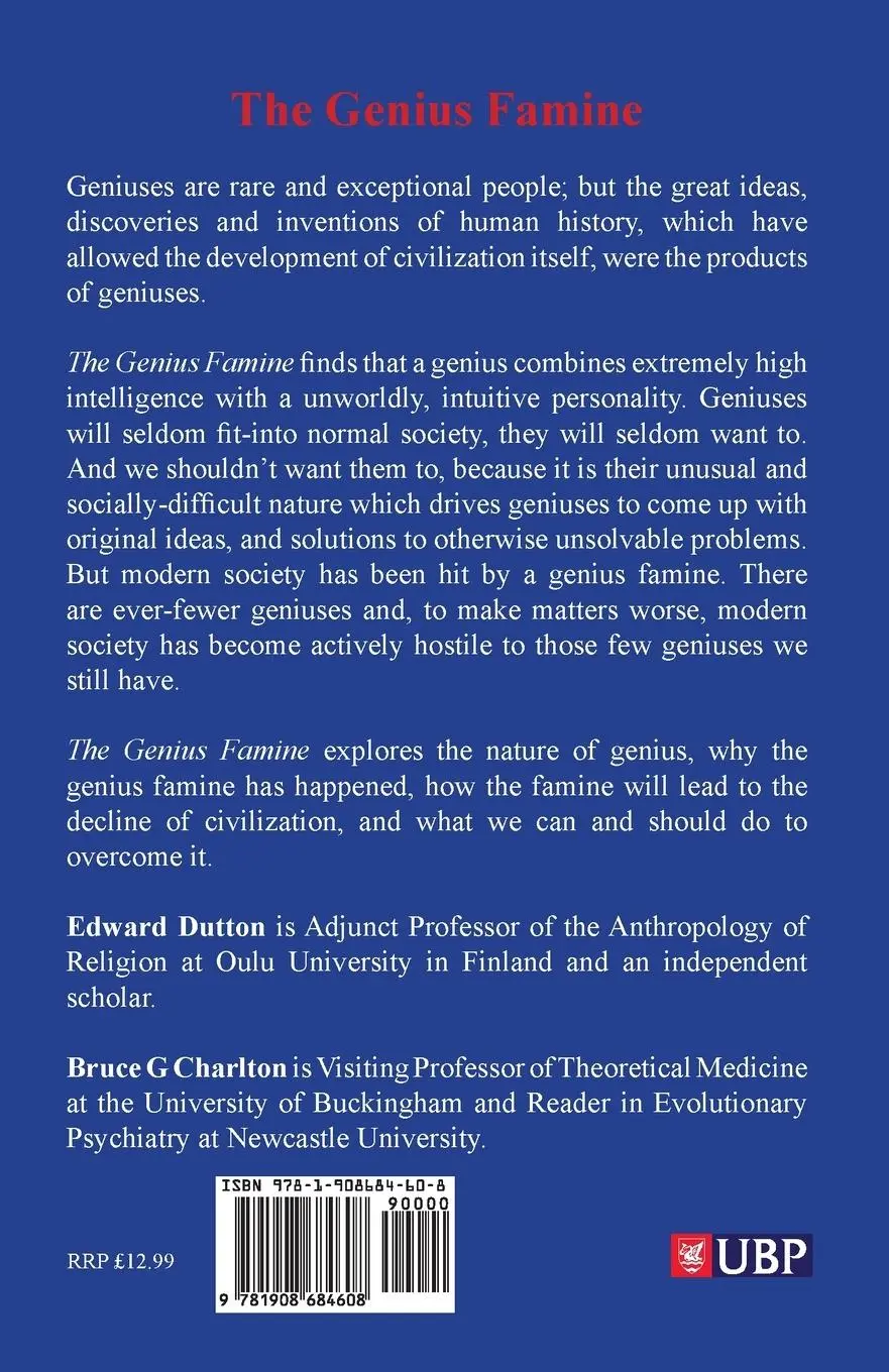 Rückseite: 9781908684608 | The Genius Famine | Edward Dutton (u. a.) | Taschenbuch | Englisch