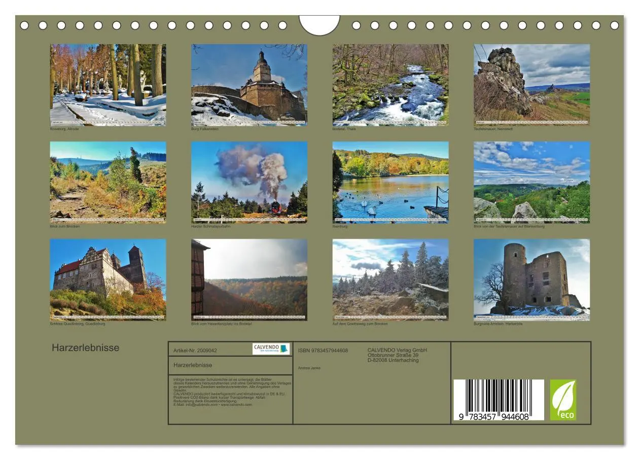 Bild: 9783457944608 | Harzerlebnisse (Wandkalender 2026 DIN A4 quer), CALVENDO...