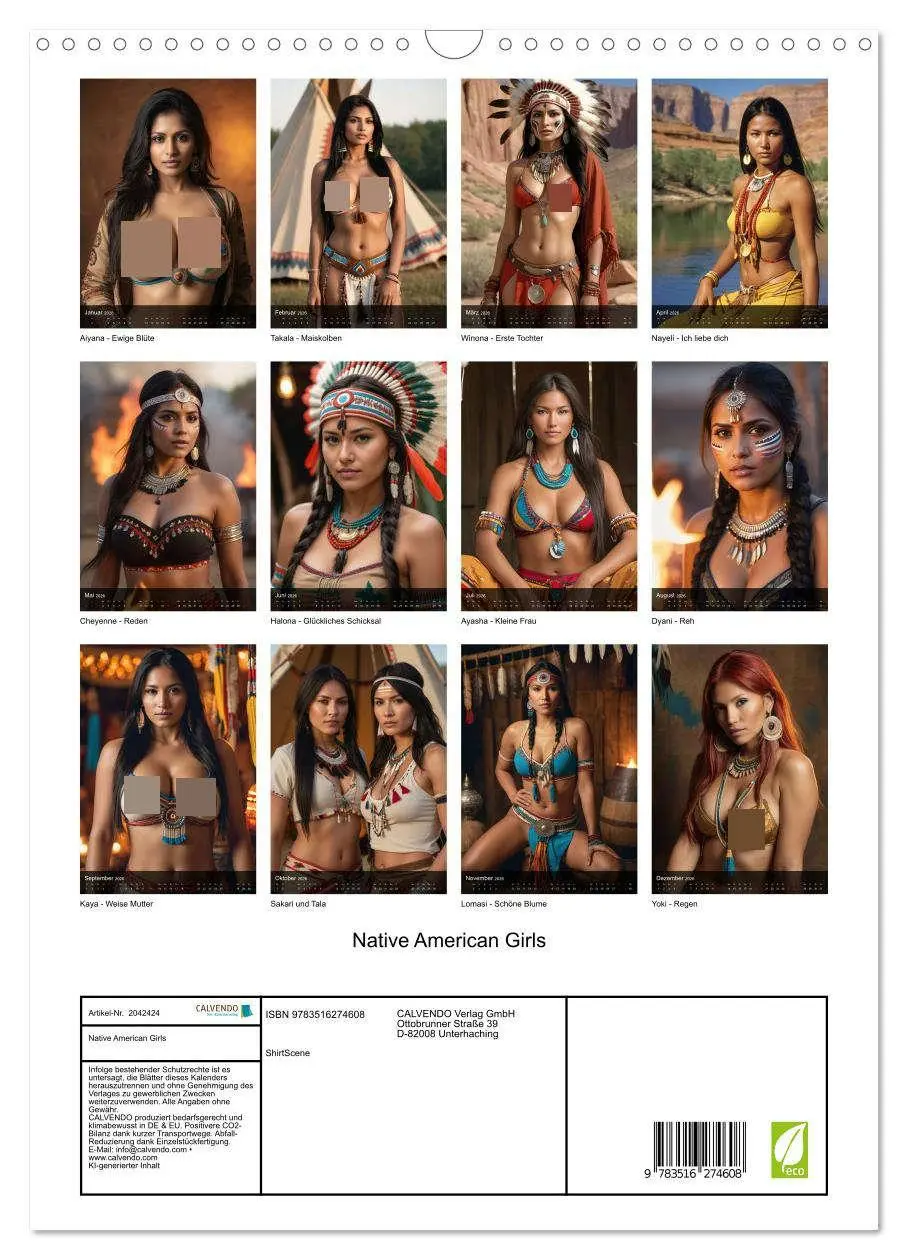 Bild: 9783516274608 | Native American Girls (Wandkalender 2026 DIN A3 hoch), CALVENDO...