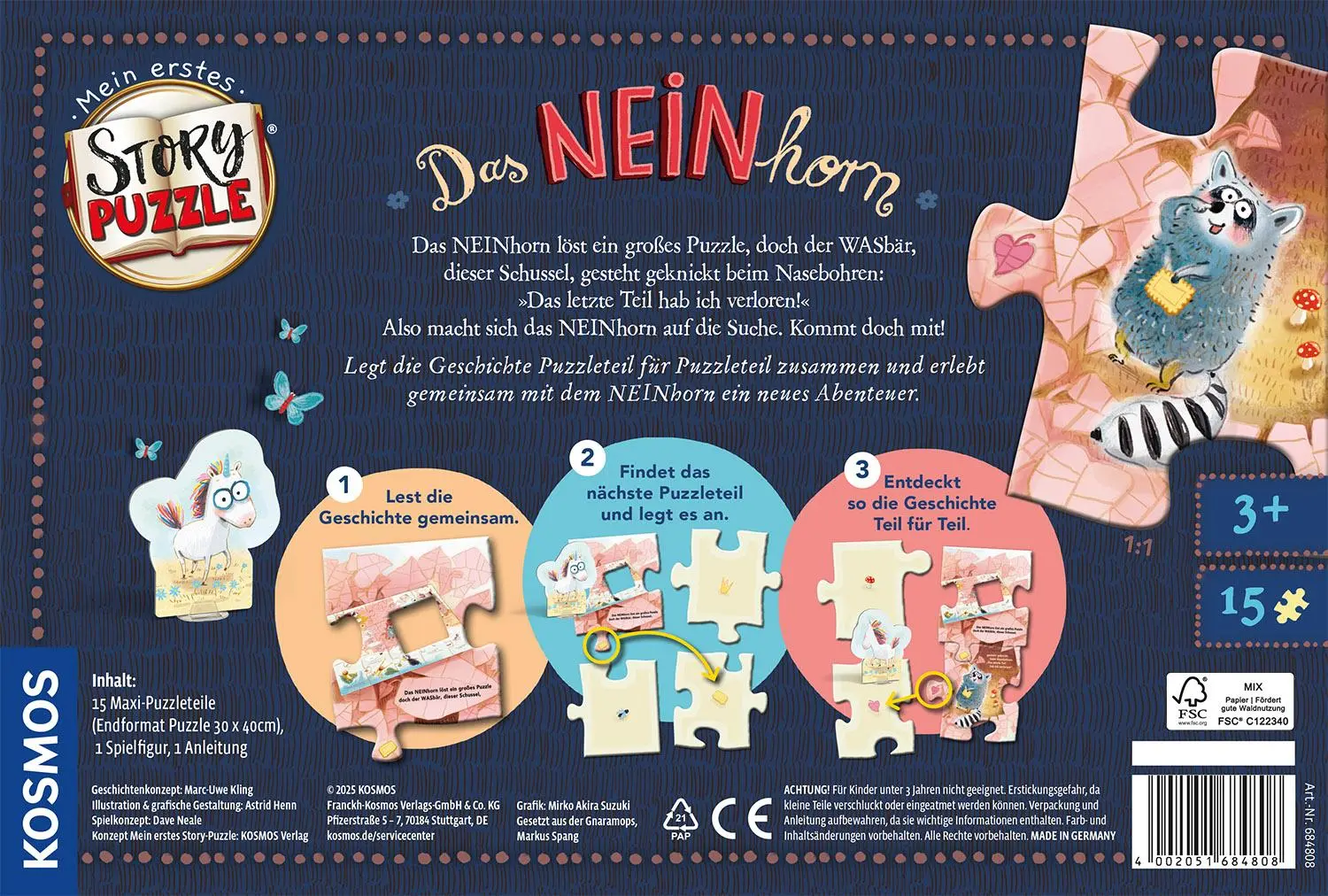 Rückseite: 4002051684808 | Mein erstes Story-Puzzle: Das NEINhorn - 15 Teile | Spiel | 684808