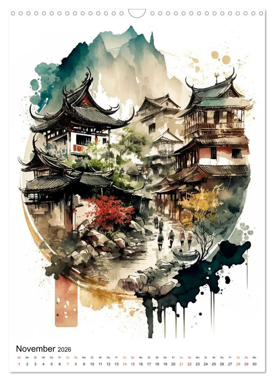 Bild: 9783516324808 | China - Aquarellmalerei (Wandkalender 2026 DIN A3 hoch), CALVENDO...