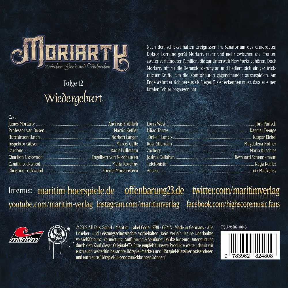 Bild: 9783962824808 | Moriarty - Wiedergeburt, 1 Audio-CD | Marc Freund | Audio-CD | CD