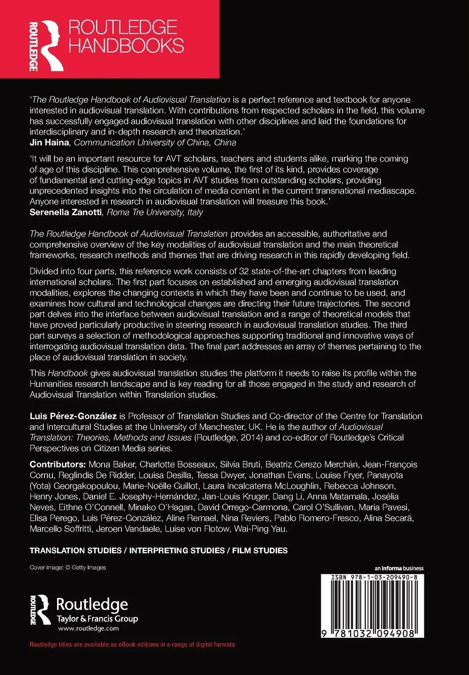 Rückseite: 9781032094908 | The Routledge Handbook of Audiovisual Translation | Pérez-González