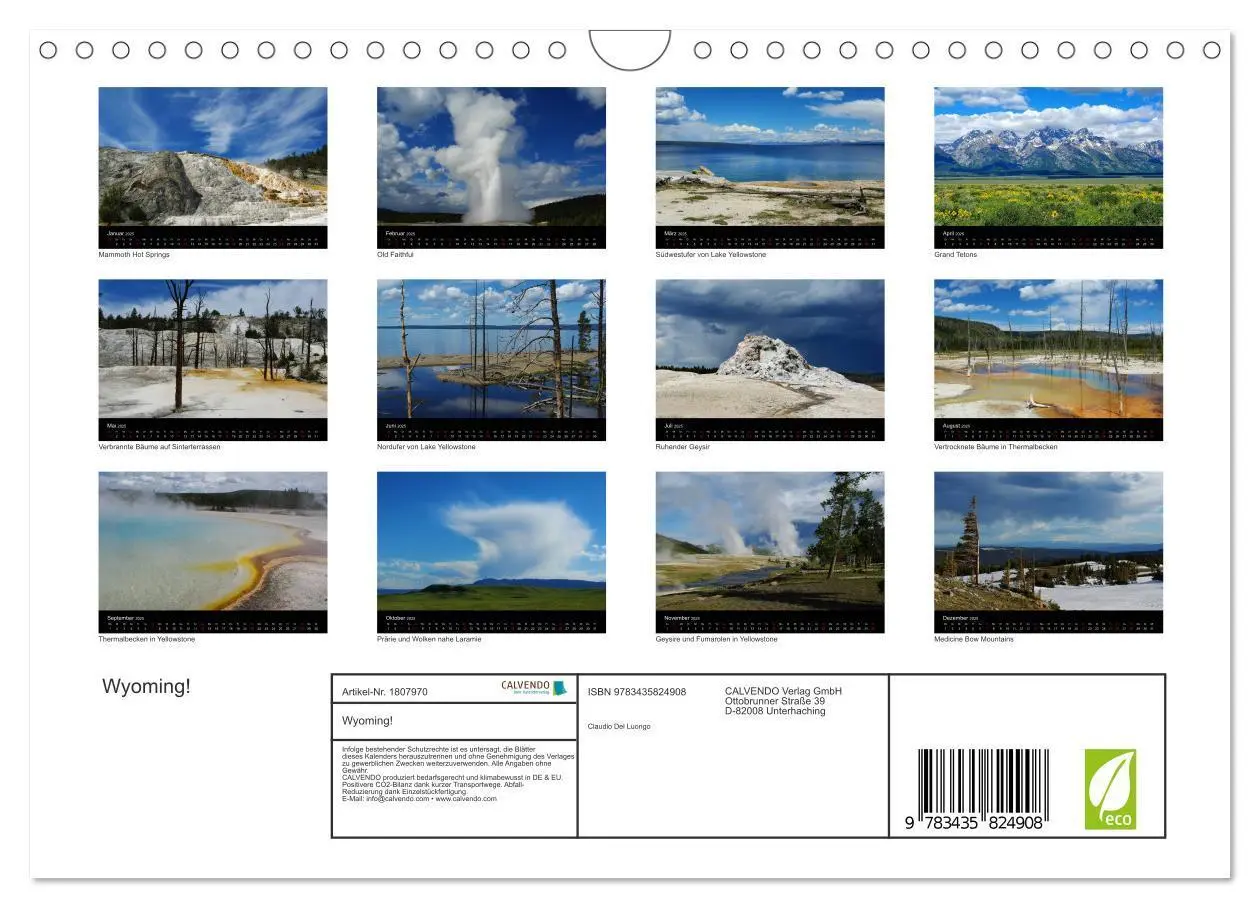 Bild: 9783435824908 | Wyoming! (Wandkalender 2025 DIN A4 quer), CALVENDO Monatskalender