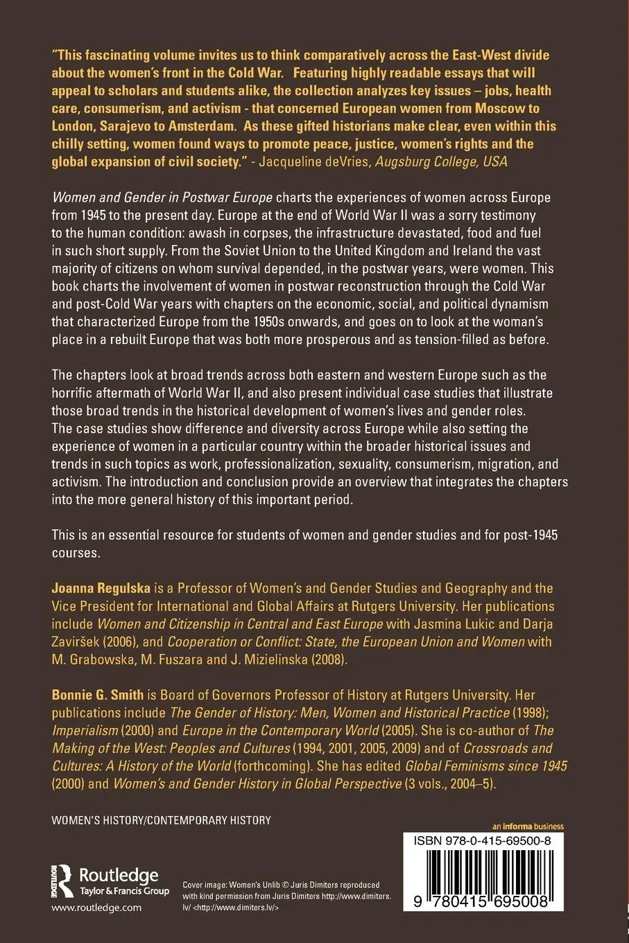 Rückseite: 9780415695008 | Women and Gender in Postwar Europe | From Cold War to European Union