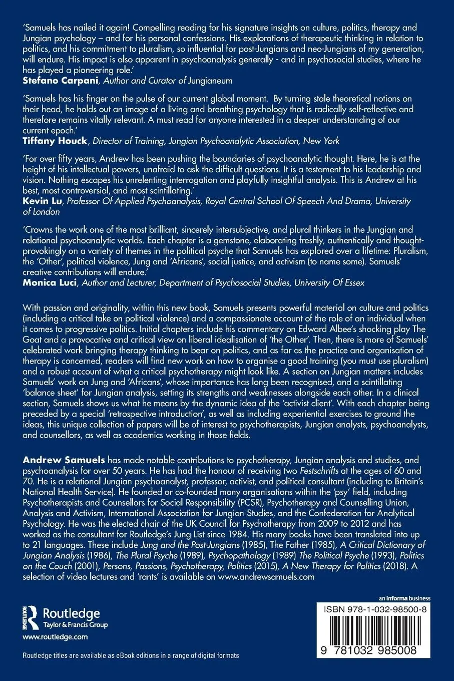 Rückseite: 9781032985008 | Reflecting Critically on the Political Psyche | Andrew Samuels | Buch