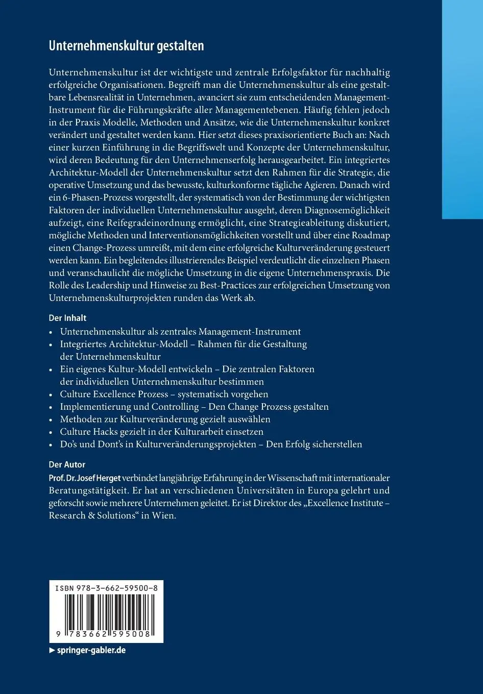 Rückseite: 9783662595008 | Unternehmenskultur gestalten | Josef Herget | Taschenbuch | xiii