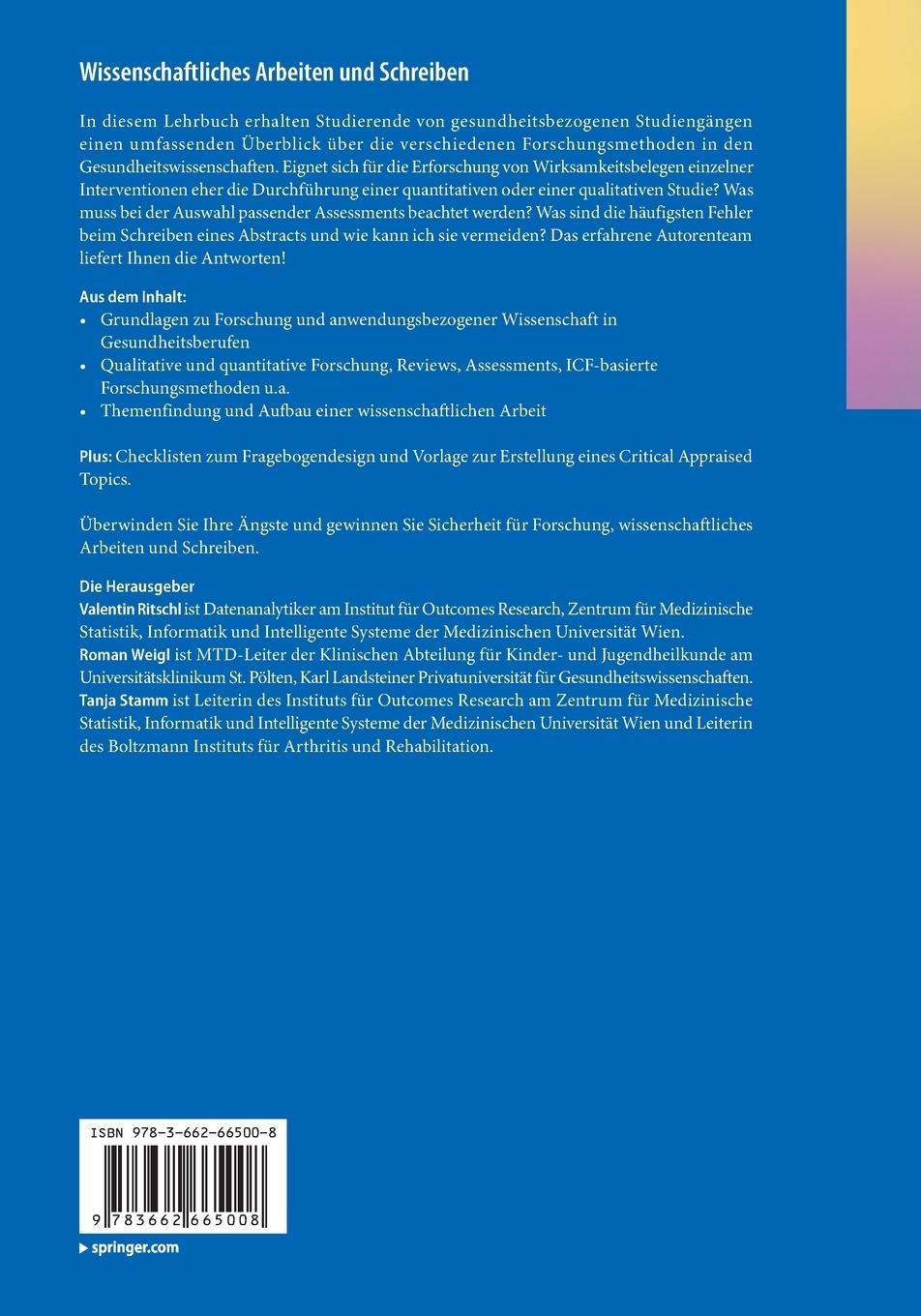 Rückseite: 9783662665008 | Wissenschaftliches Arbeiten und Schreiben | Valentin Ritschl (u. a.)