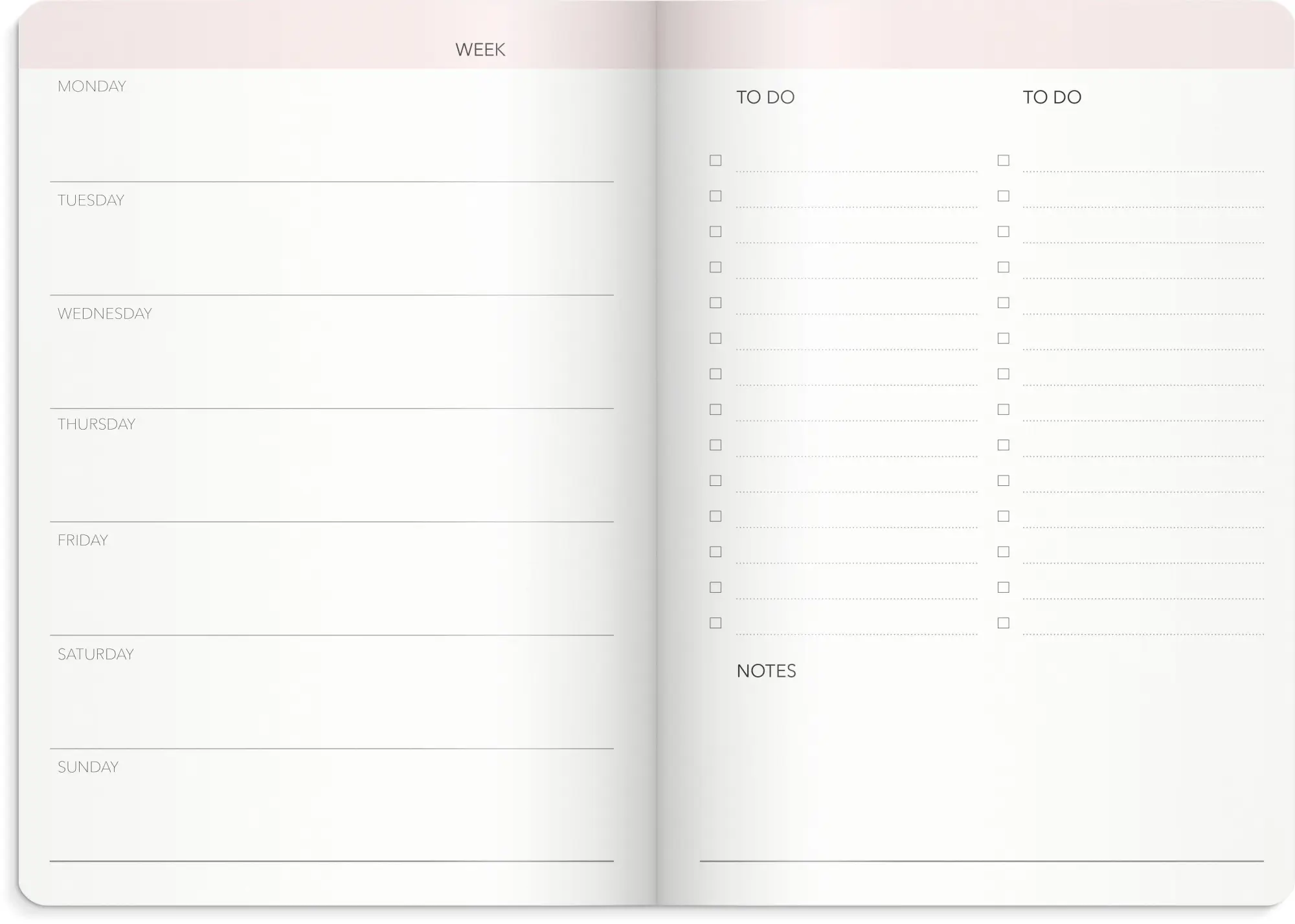 Bild: 7392620105108 | Burde Week Planner undated pink | Terminplaner Undatiert | Taschenbuch