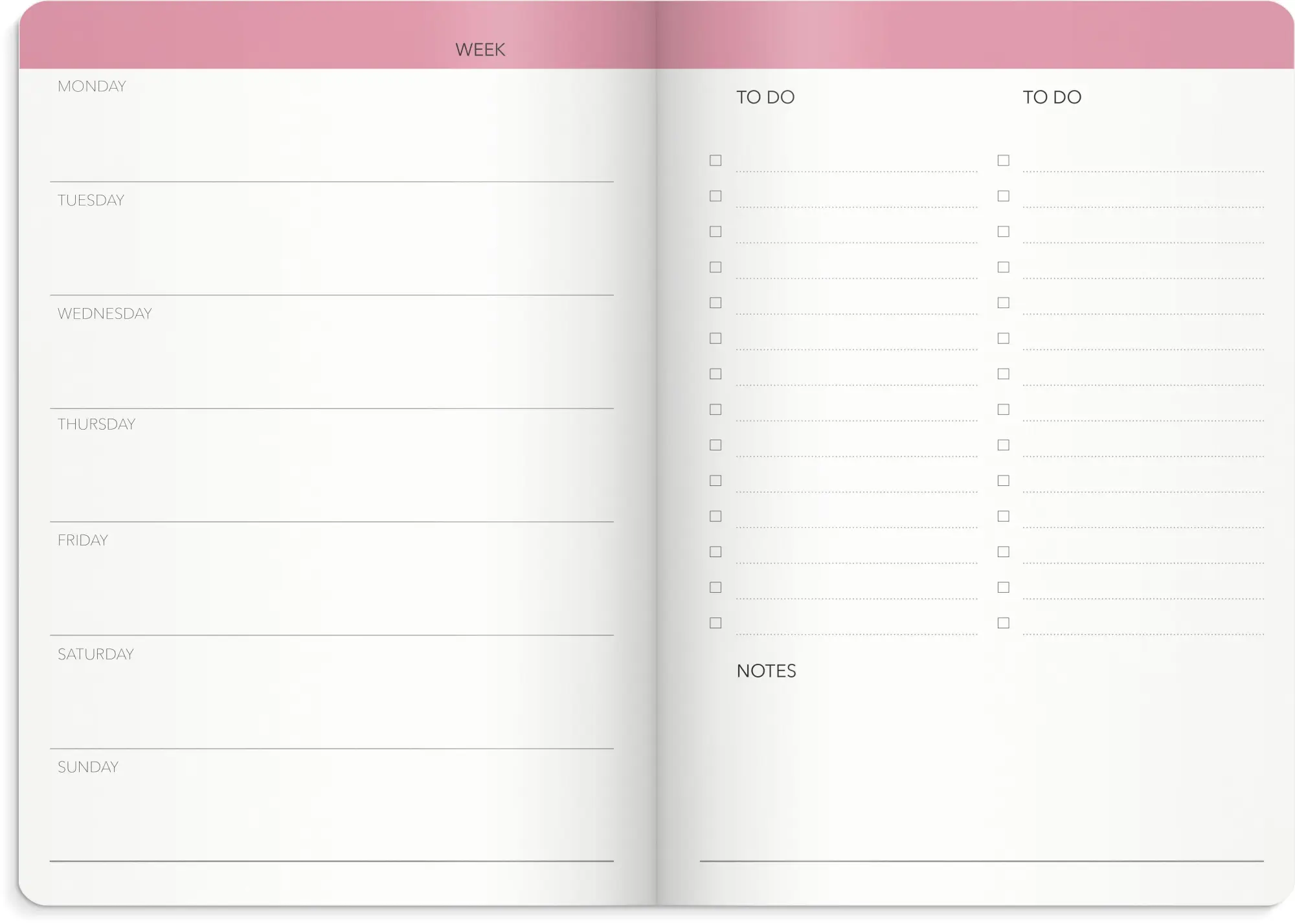 Bild: 7392620105108 | Burde Week Planner undated pink | Terminplaner Undatiert | Taschenbuch