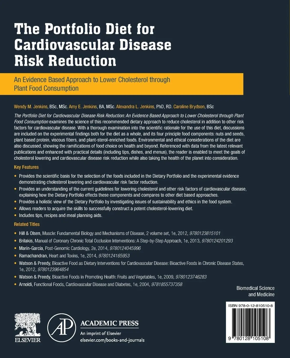 Rückseite: 9780128105108 | The Portfolio Diet for Cardiovascular Disease Risk Reduction | Buch