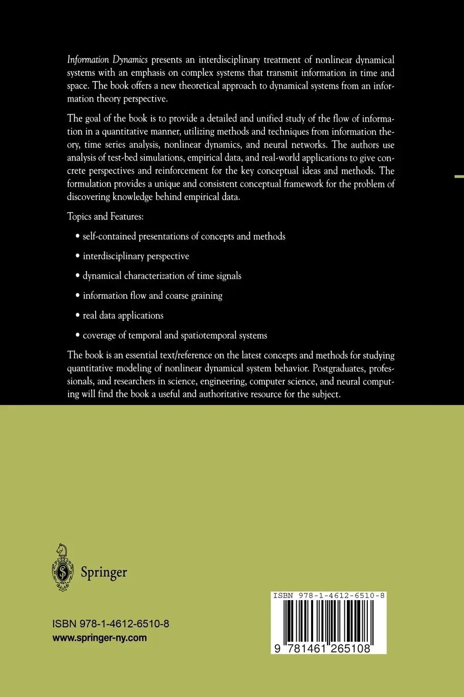 Rückseite: 9781461265108 | Information Dynamics | Foundations and Applications | Taschenbuch