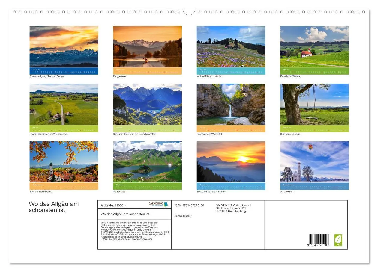 Bild: 9783457275108 | Wo das Allgäu am schönsten ist (Wandkalender 2026 DIN A2 quer),...