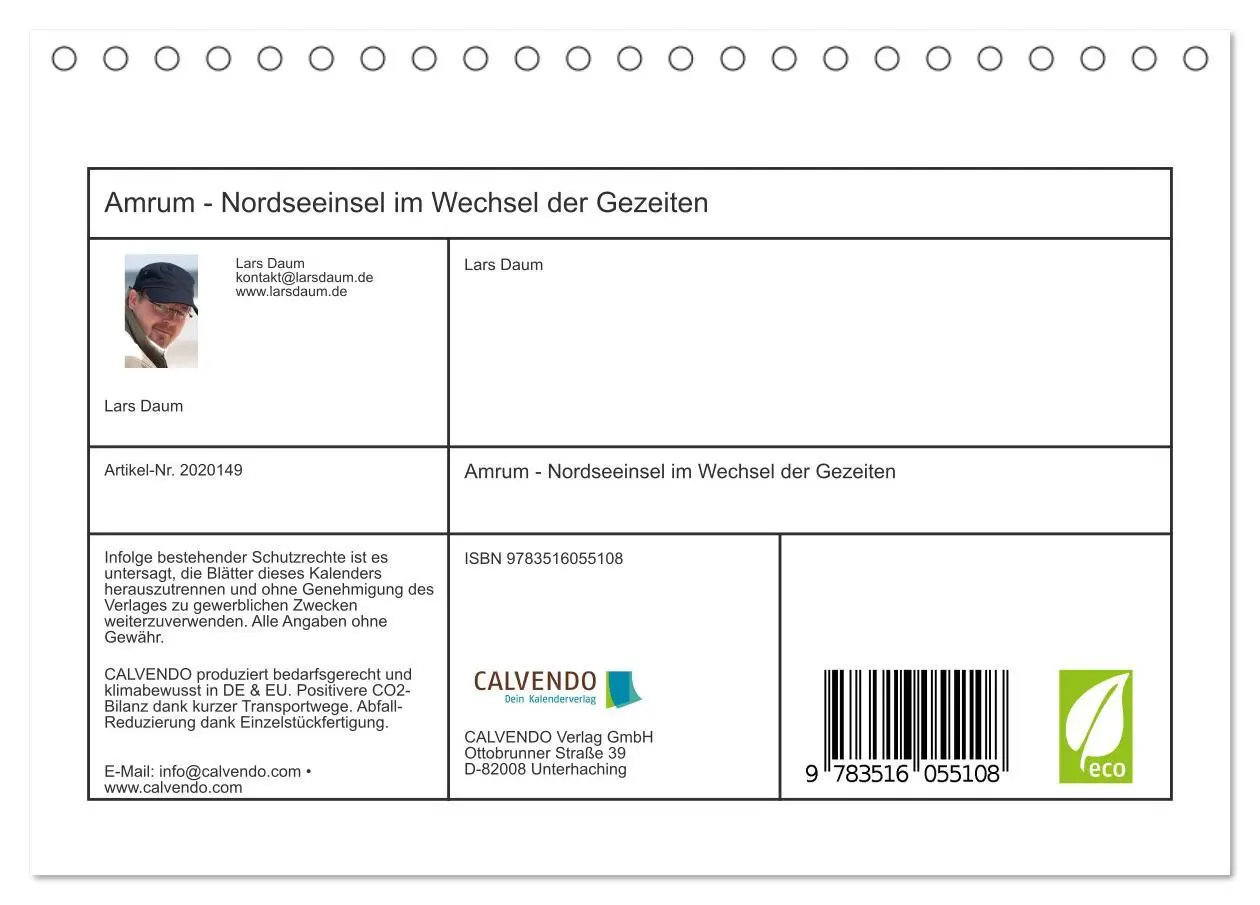 Bild: 9783516055108 | Amrum - Nordseeinsel im Wechsel der Gezeiten (Tischkalender 2026...