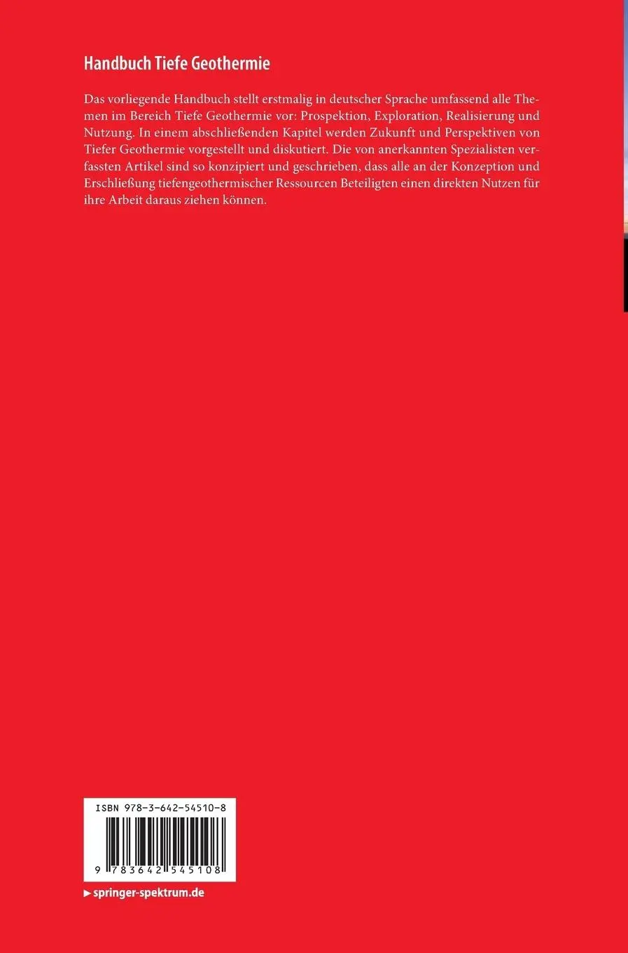Rückseite: 9783642545108 | Handbuch Tiefe Geothermie | Mathias Bauer (u. a.) | Buch | xxxii