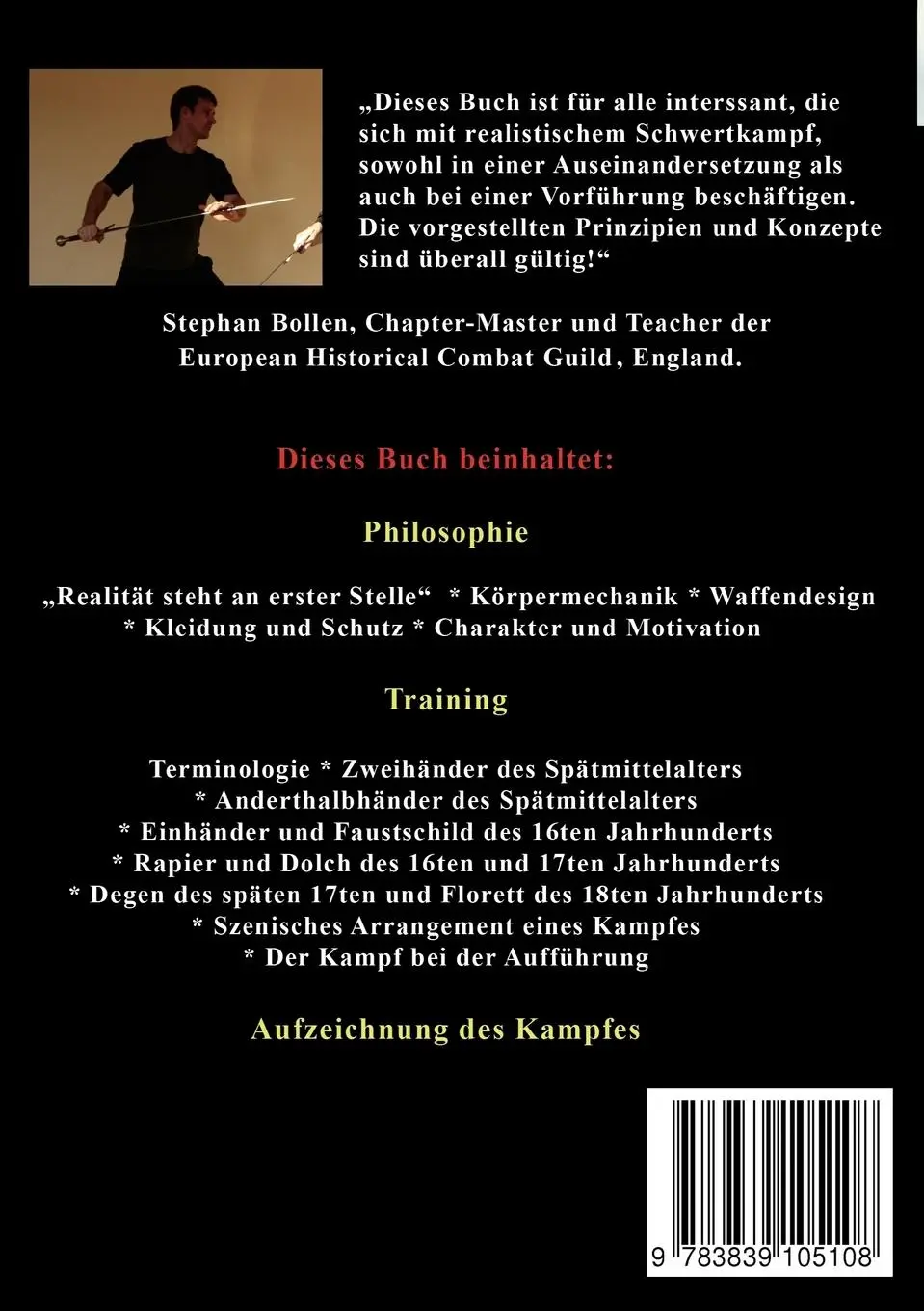 Rückseite: 9783839105108 | Schwertkampf | John Waller (u. a.) | Taschenbuch | 220 S. | Deutsch