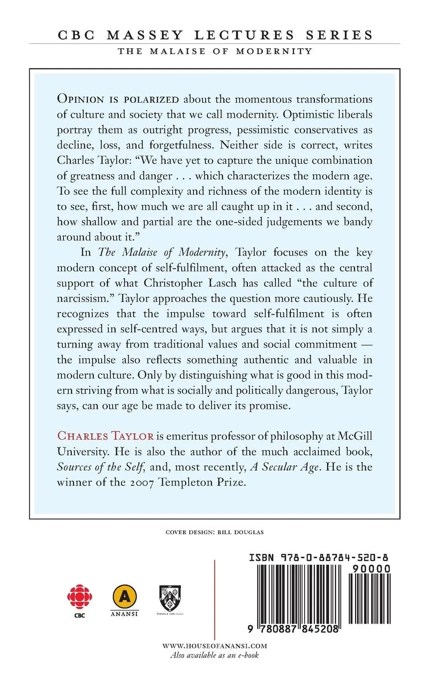 Rückseite: 9780887845208 | The Malaise of Modernity | Charles Taylor | Taschenbuch | Englisch